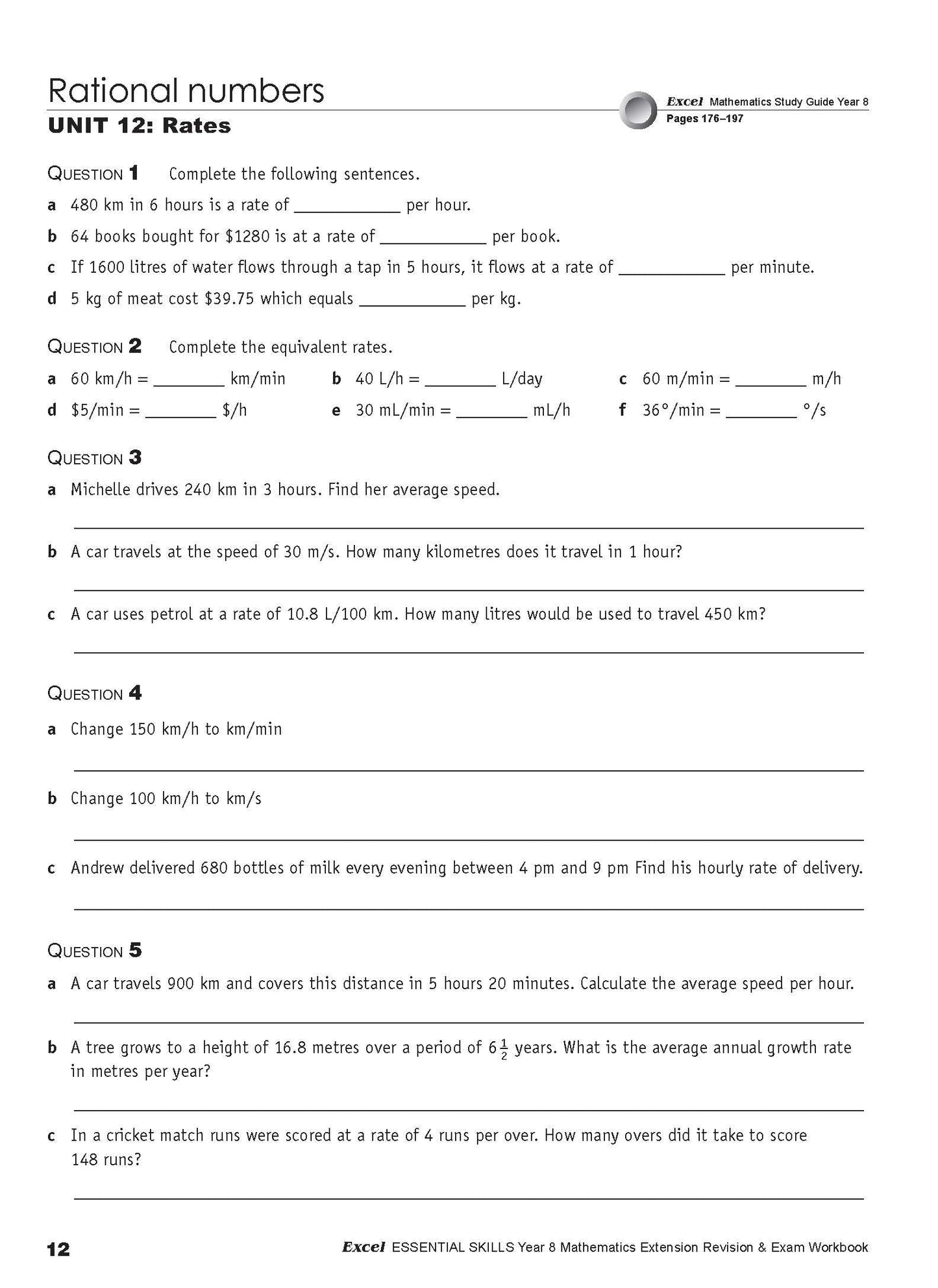 Excel Essential Skills - Mathematics Extension Revision and Exam Workbook Year 8
