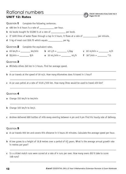 Excel Essential Skills - Mathematics Extension Revision and Exam Workbook Year 8