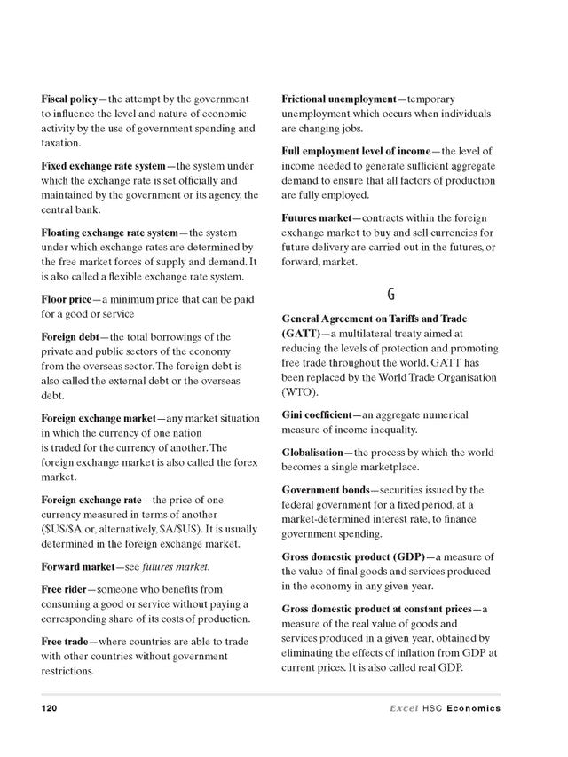 Excel HSC Year 12 Economics Study Guide with Study Cards