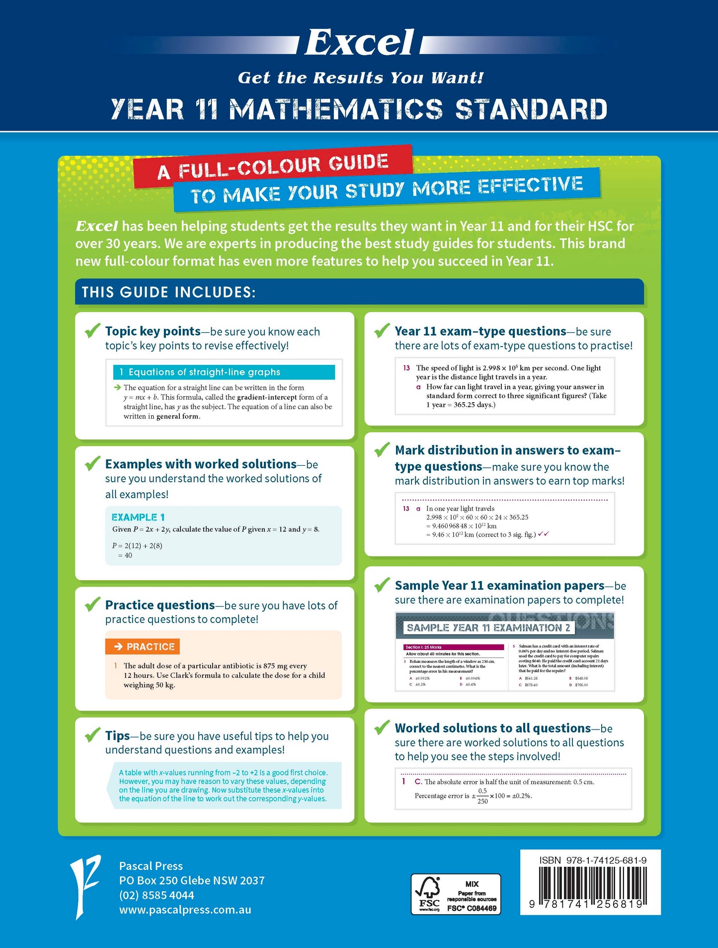 Excel HSC Year 11 Standard Mathematics Study Guide