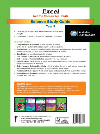 Excel Study Guide - Science Year 9