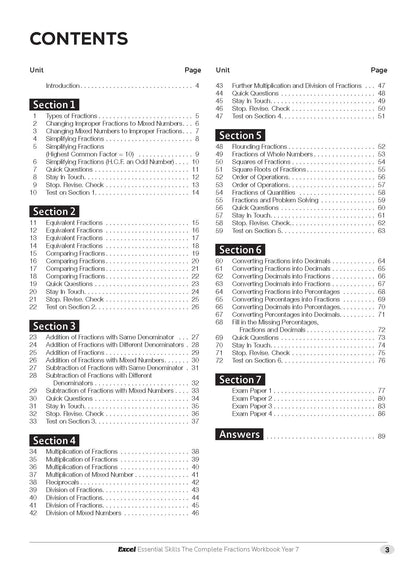 Excel Essential Skills - The Complete Fractions Workbook Year 7