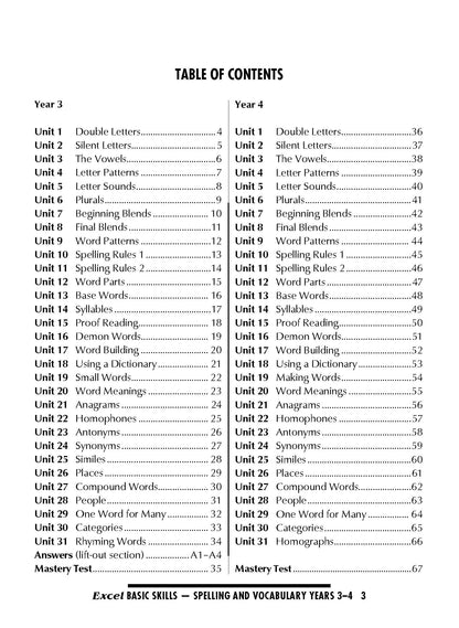 Excel Basic Skills English Book Pack Years 3-4