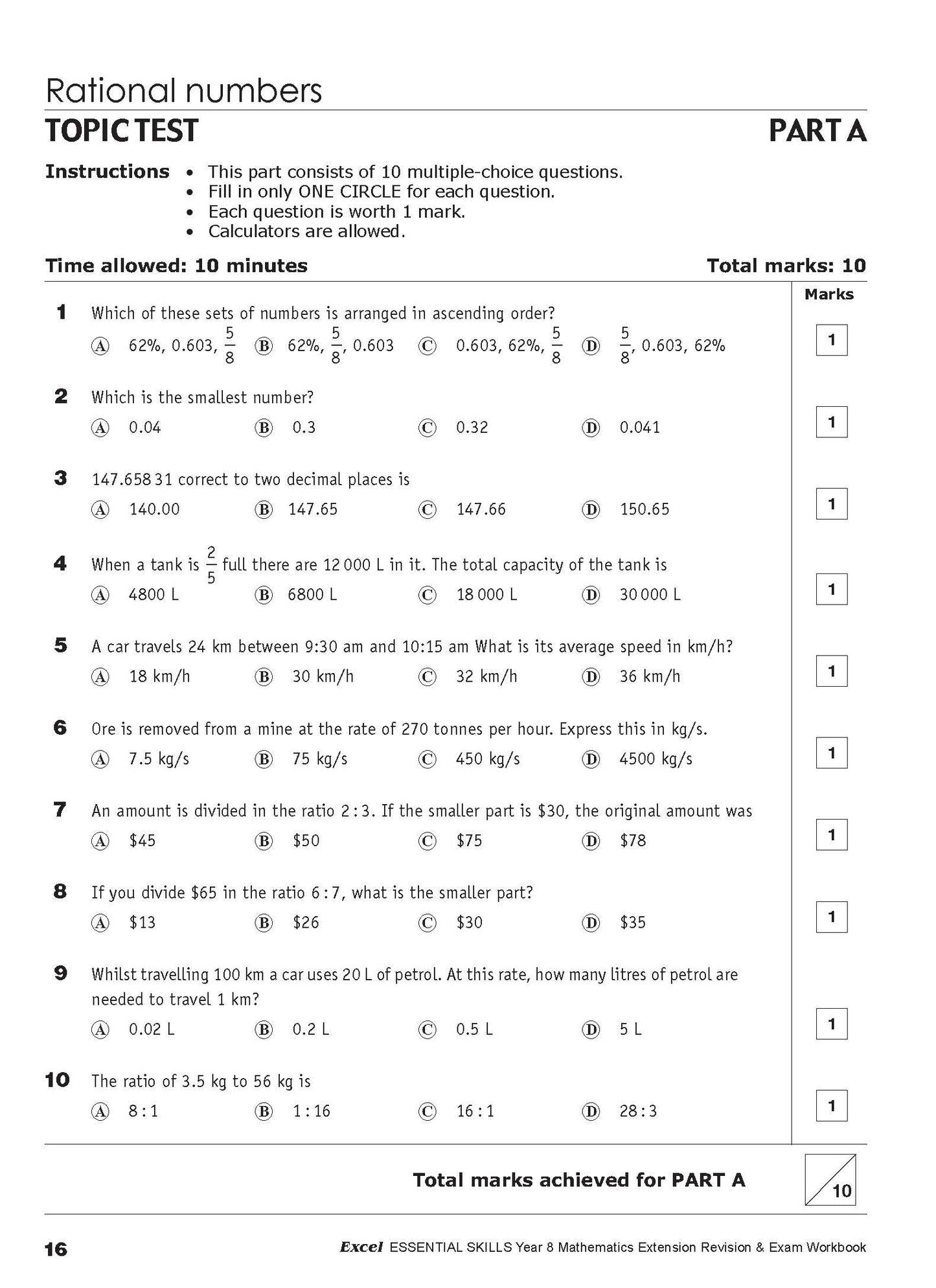Excel Essential Skills - Mathematics Extension Revision and Exam Workbook Year 8