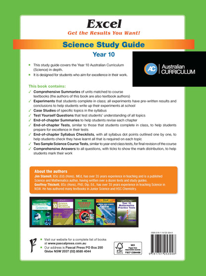 Excel Study Guide - Science Year 10