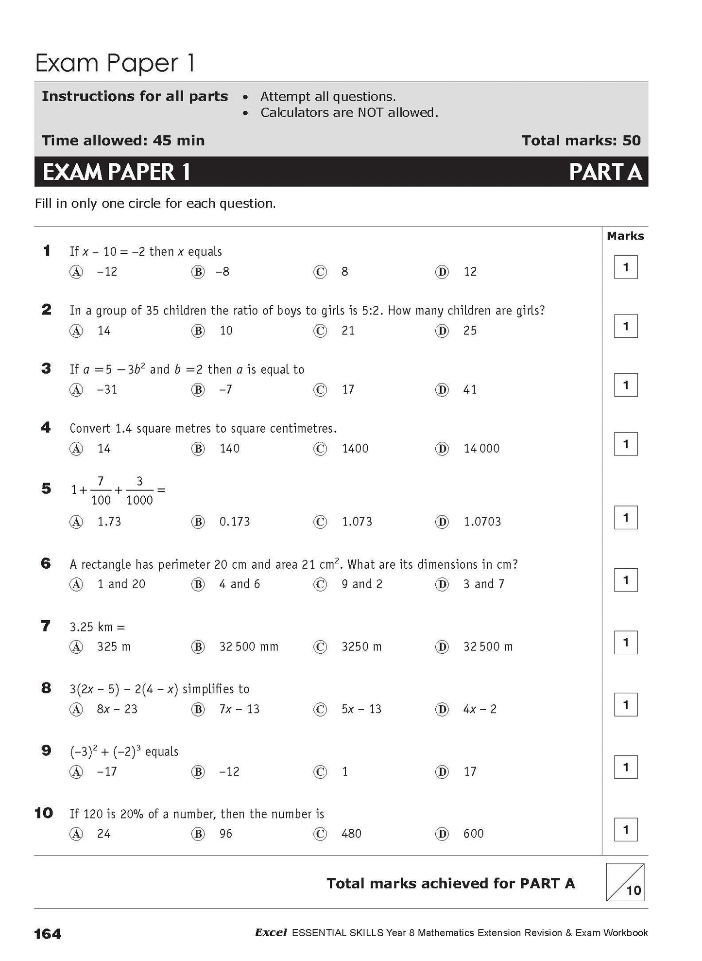 Excel Essential Skills - Mathematics Extension Revision and Exam Workbook Year 8