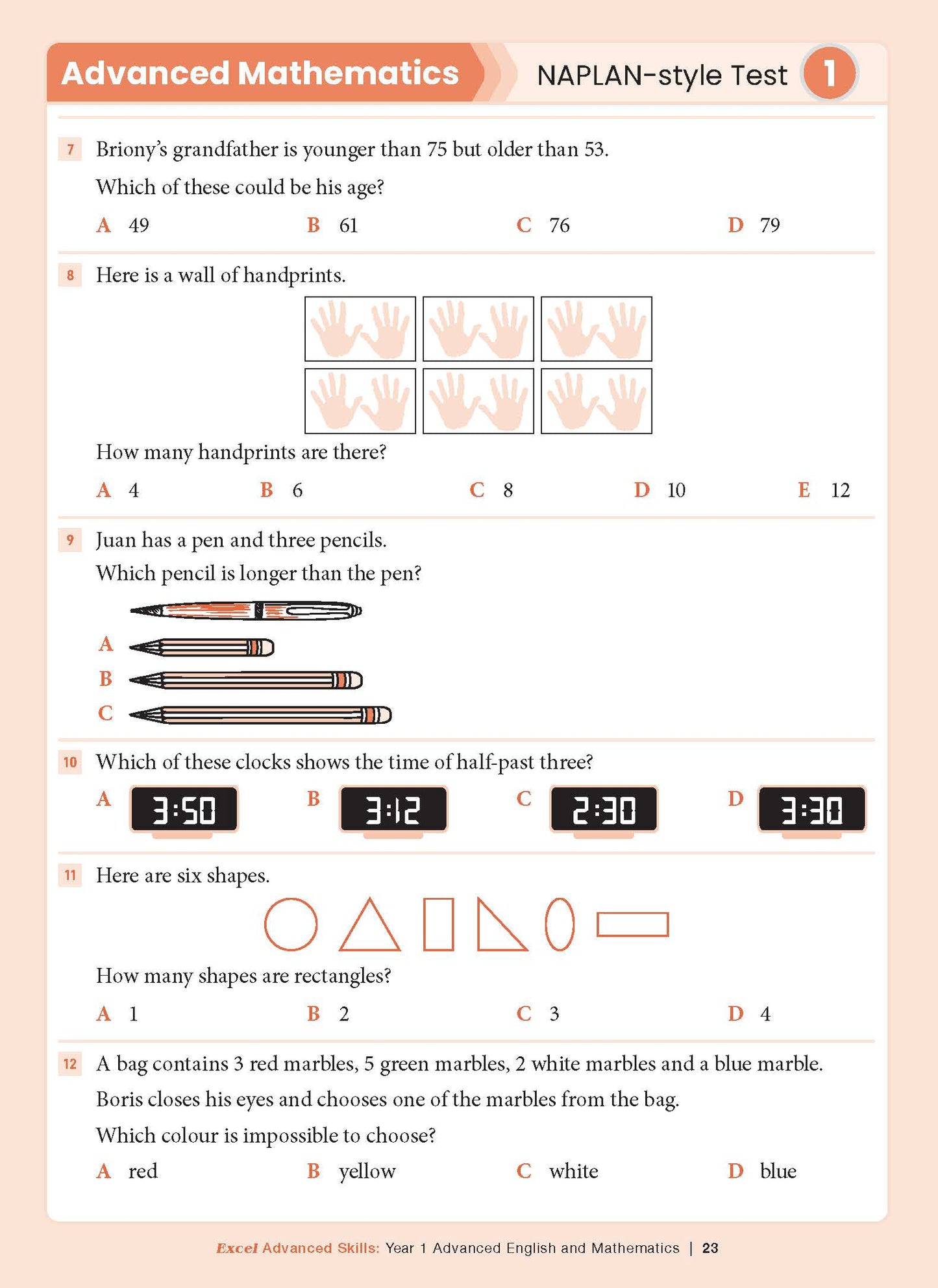 Excel Advanced Skills - Advanced English and Mathematics Year 1