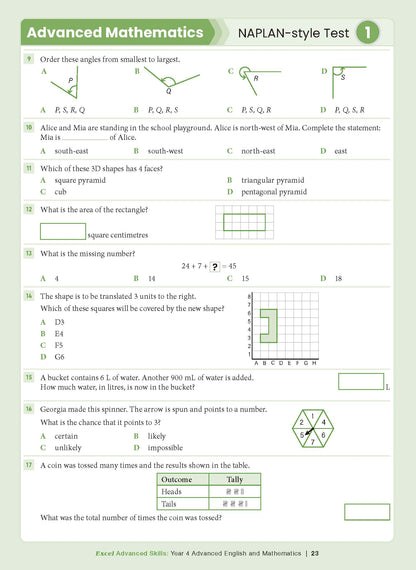 Excel Advanced Skills - Advanced English and Mathematics Year 4