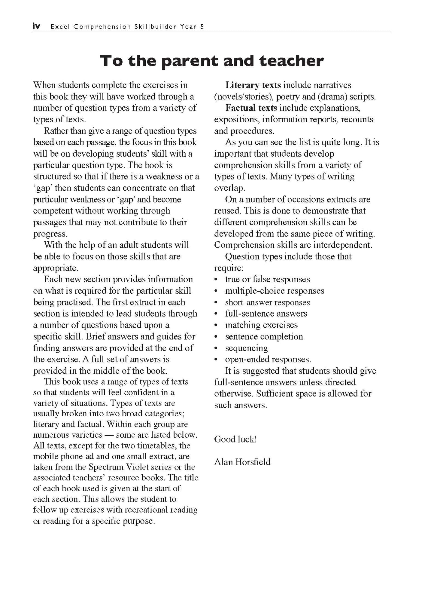 Excel Basic Skills - Comprehension and Written Expression Year 5