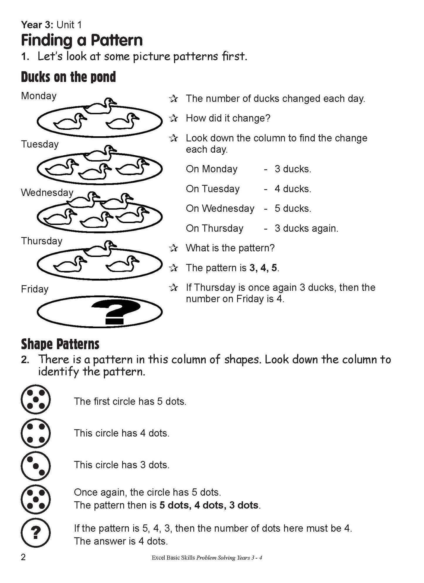 Excel Basic Skills - Problem Solving Years 3-4