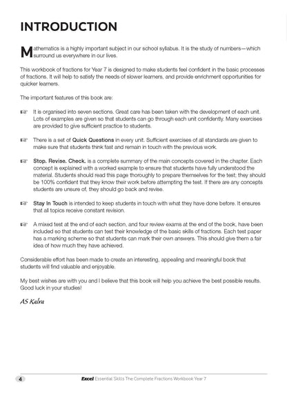Excel Essential Skills - The Complete Fractions Workbook Year 7