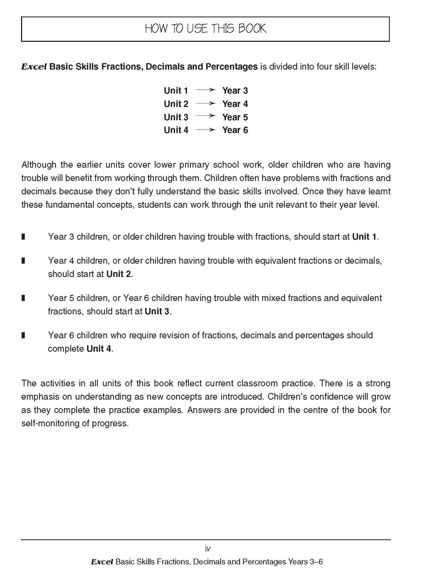 Excel Basic Skills - Fractions, Decimals and Percentages Years 3-6