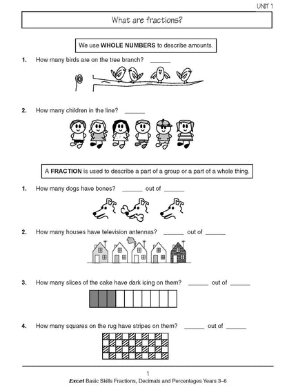Excel Basic Skills - Fractions, Decimals and Percentages Years 3-6