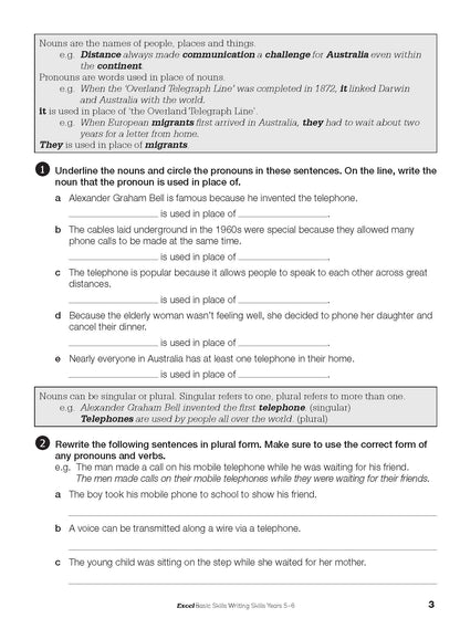 Excel Basic Skills - Writing Skills Years 5-6