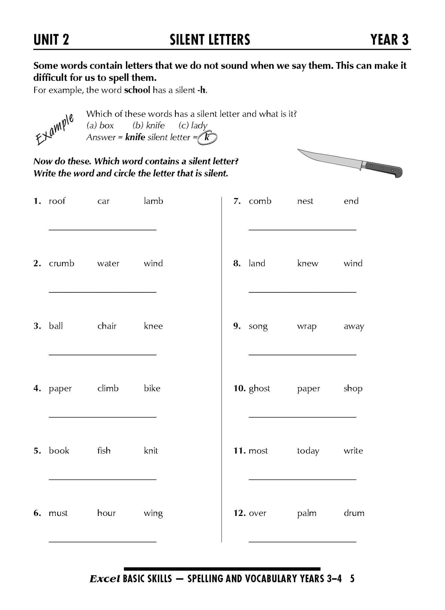 Excel Basic Skills - Spelling and Vocabulary Years 3-4