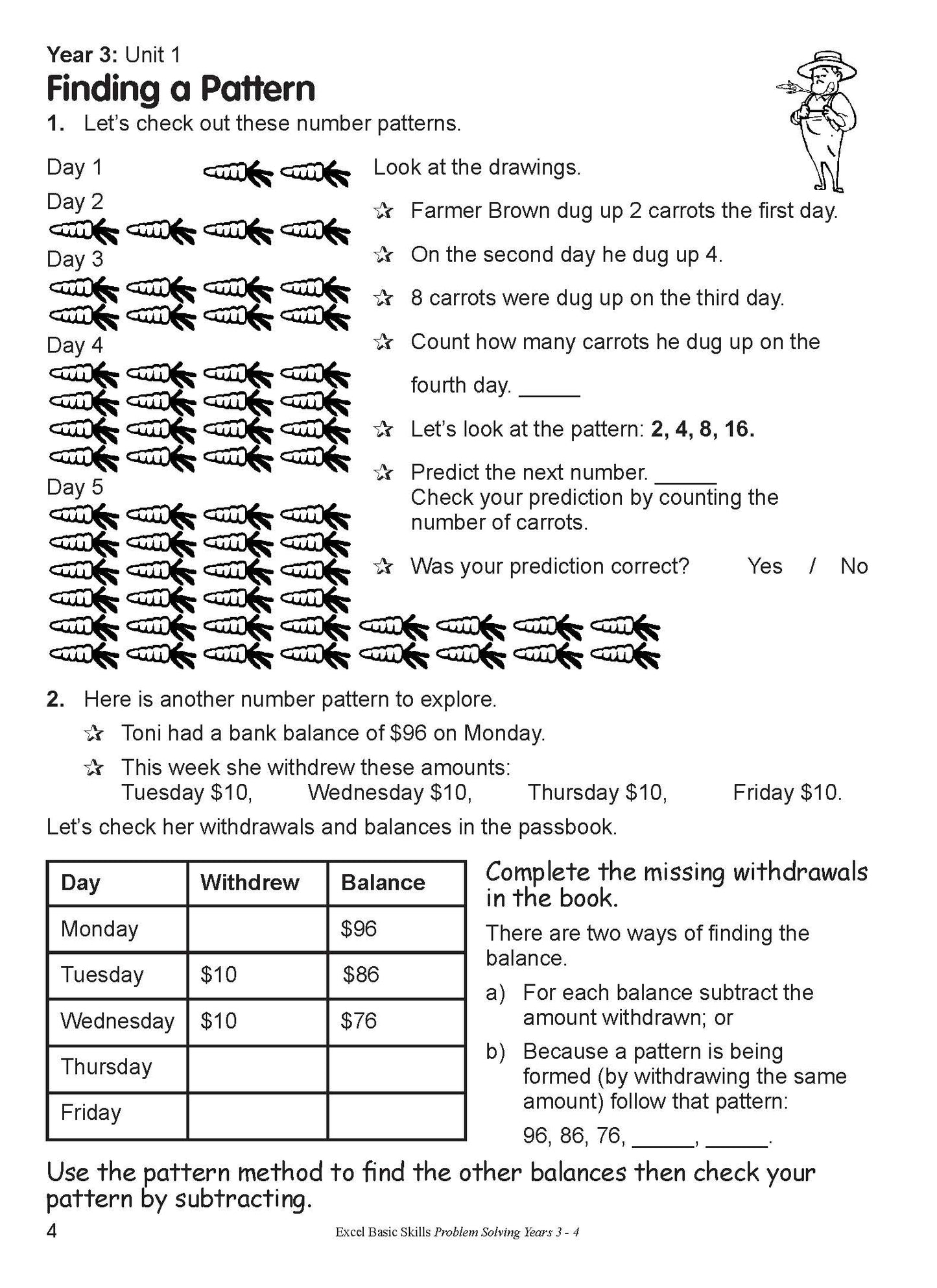 Excel Basic Skills - Problem Solving Years 3-4
