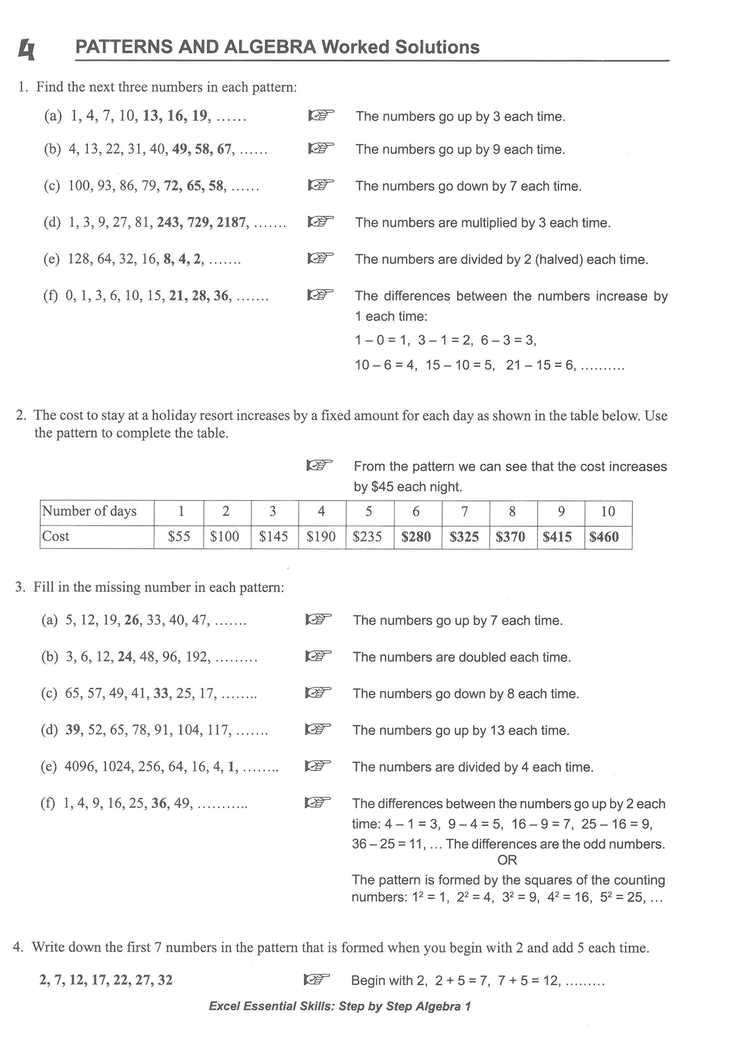 Excel Essential Skills - Step-by-Step Algebra 1 Years 7-8