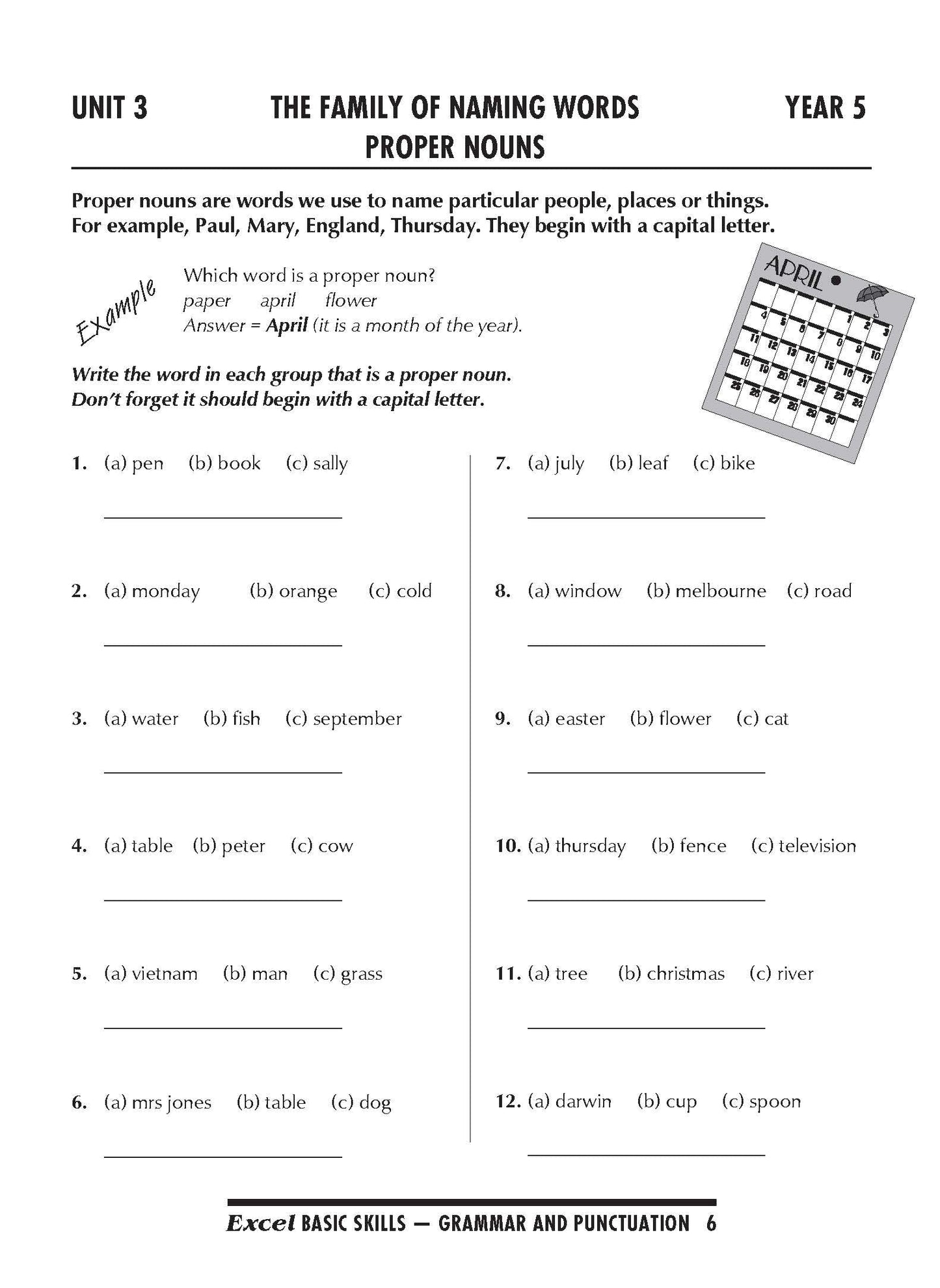 Excel Basic Skills - Grammar and Punctuation Years 5-6