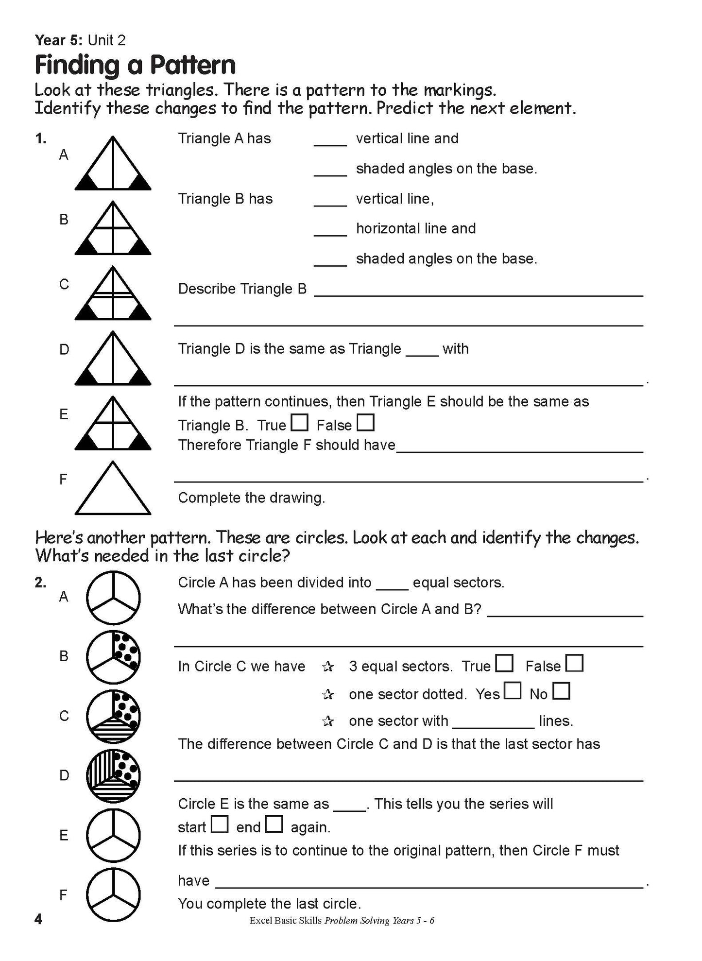 Excel Basic Skills - Problem Solving Years 5-6