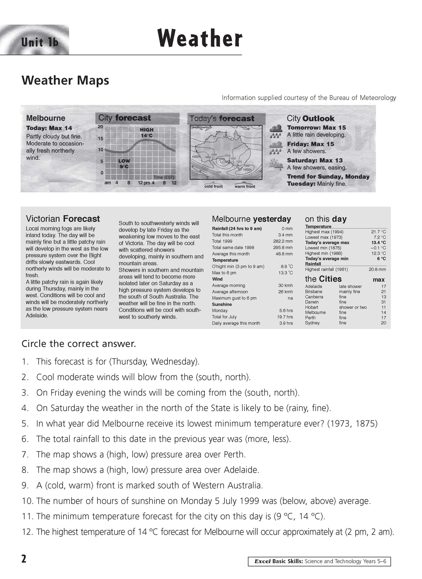 Excel Basic Skills - Science and Technology Years 5-6