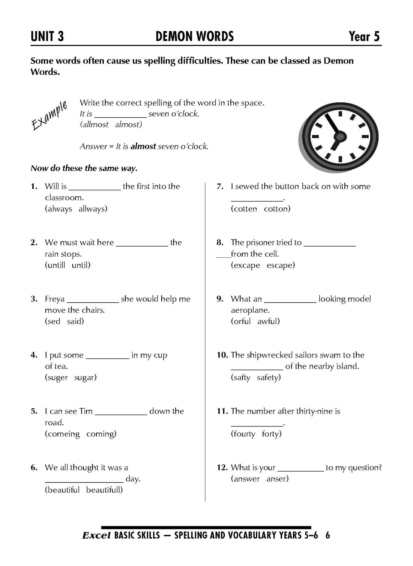 Excel Basic Skills - Spelling and Vocabulary Years 5-6