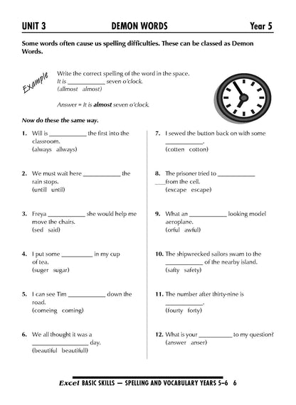 Excel Basic Skills - Spelling and Vocabulary Years 5-6