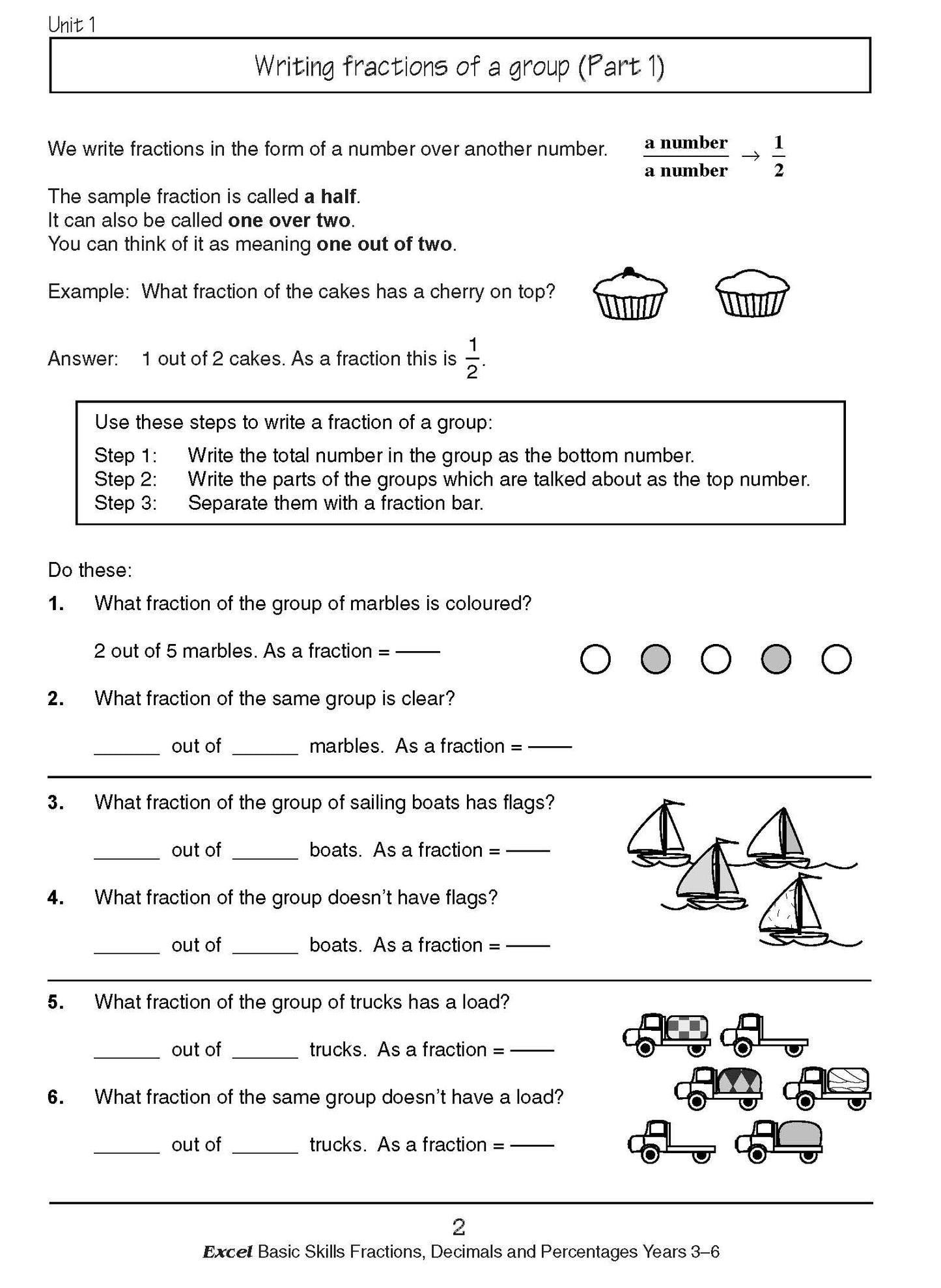 Excel Basic Skills - Fractions, Decimals and Percentages Years 3-6