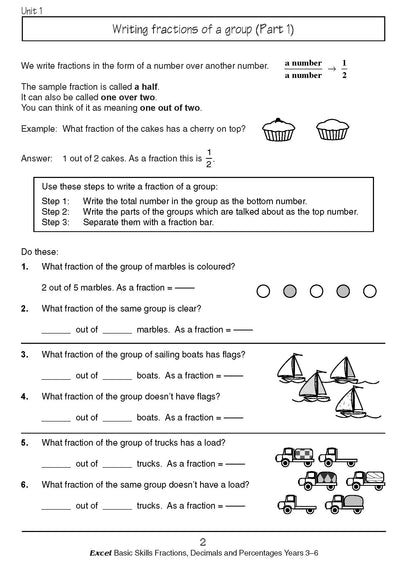 Excel Basic Skills - Fractions, Decimals and Percentages Years 3-6
