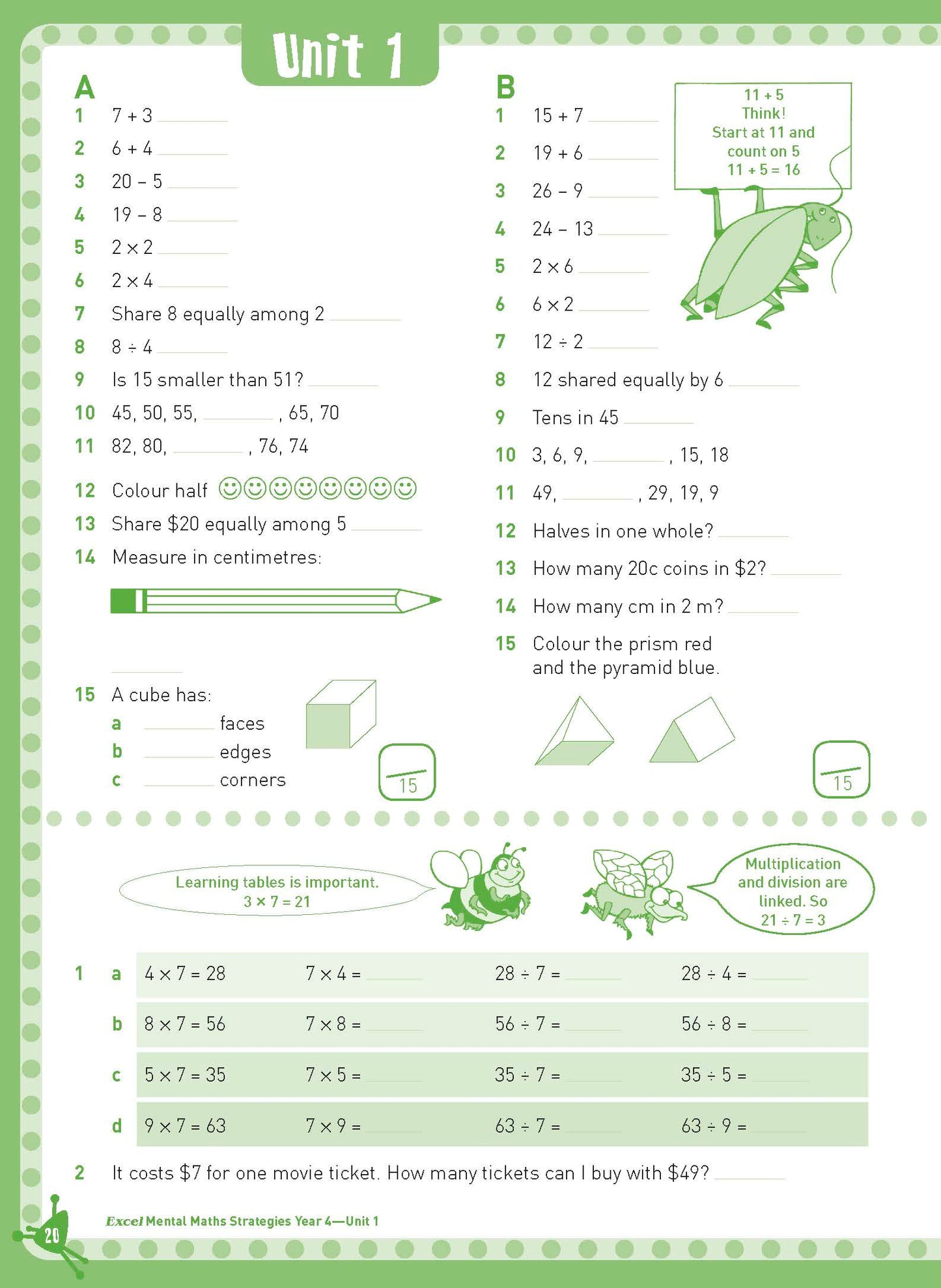 Excel Basic Skills - Mental Maths Strategies Year 4