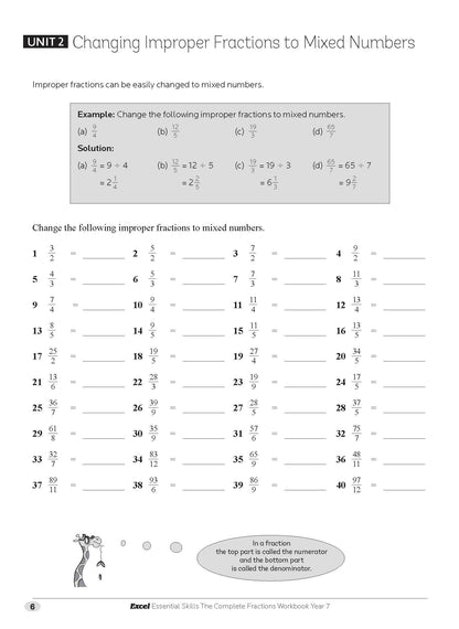 Excel Essential Skills - The Complete Fractions Workbook Year 7