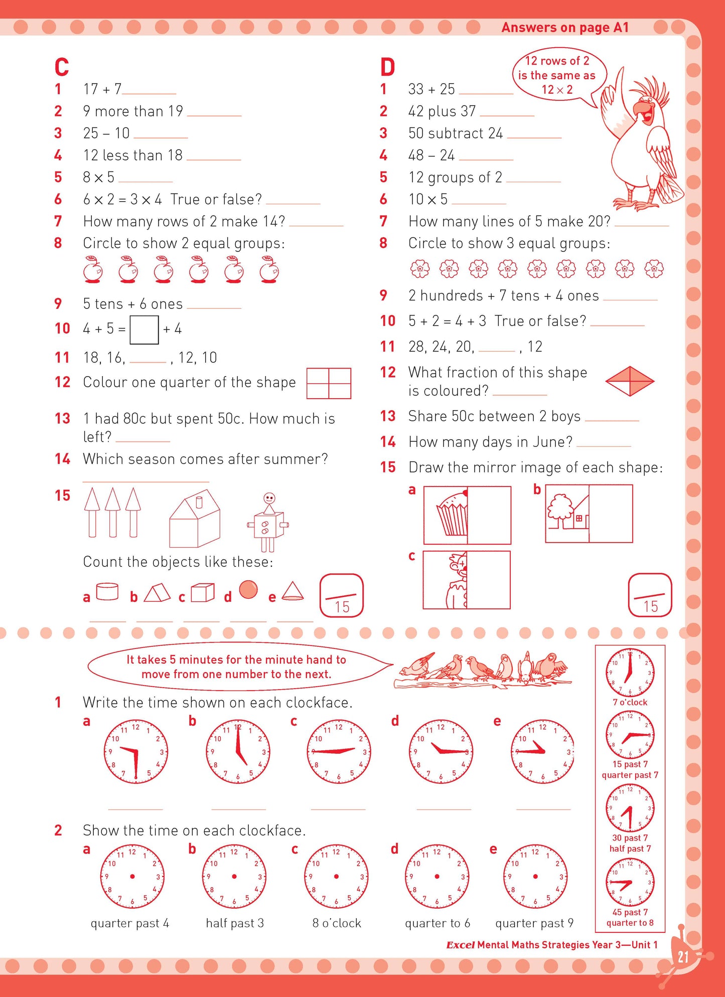 Excel Basic Skills - Mental Maths Strategies Year 3