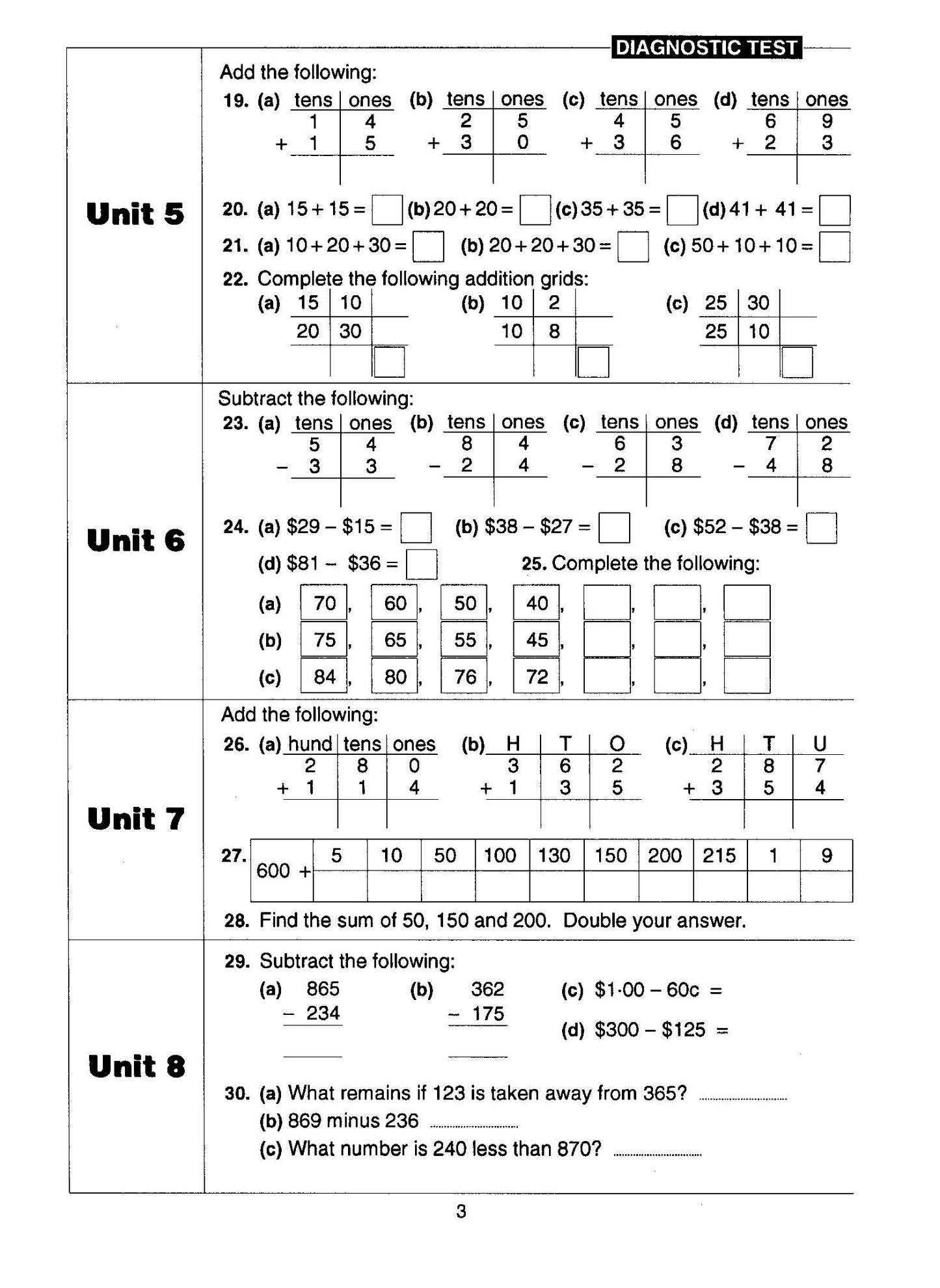 Excel Basic Skills - Addition and Subtraction Years 3-4