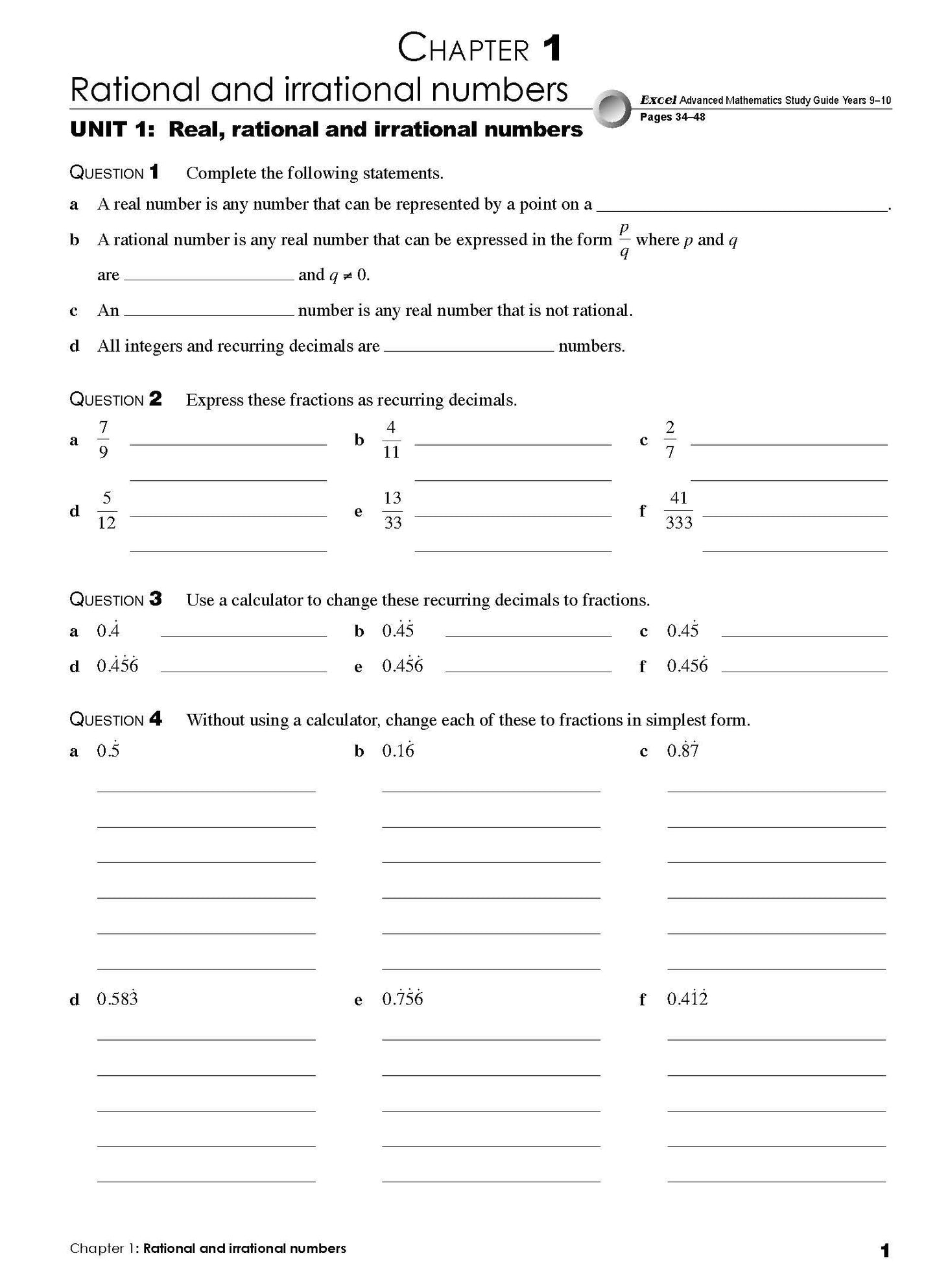 Excel Essential Skills - Advanced Mathematics Revision & Exam Workbook Year 10