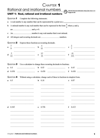 Excel Essential Skills - Advanced Mathematics Revision & Exam Workbook Year 10