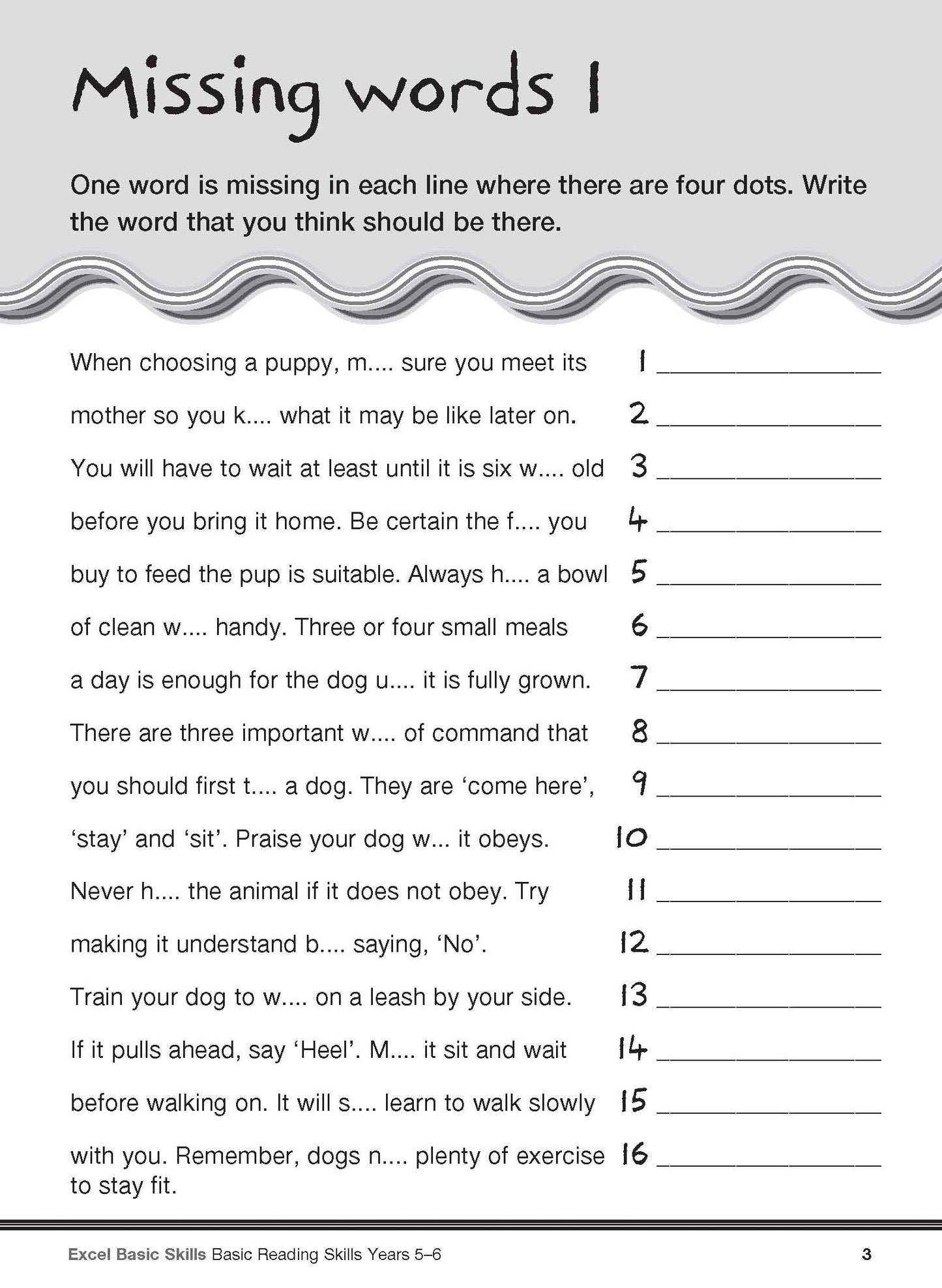 Excel Basic Skills - Basic Reading Skills Years 5-6