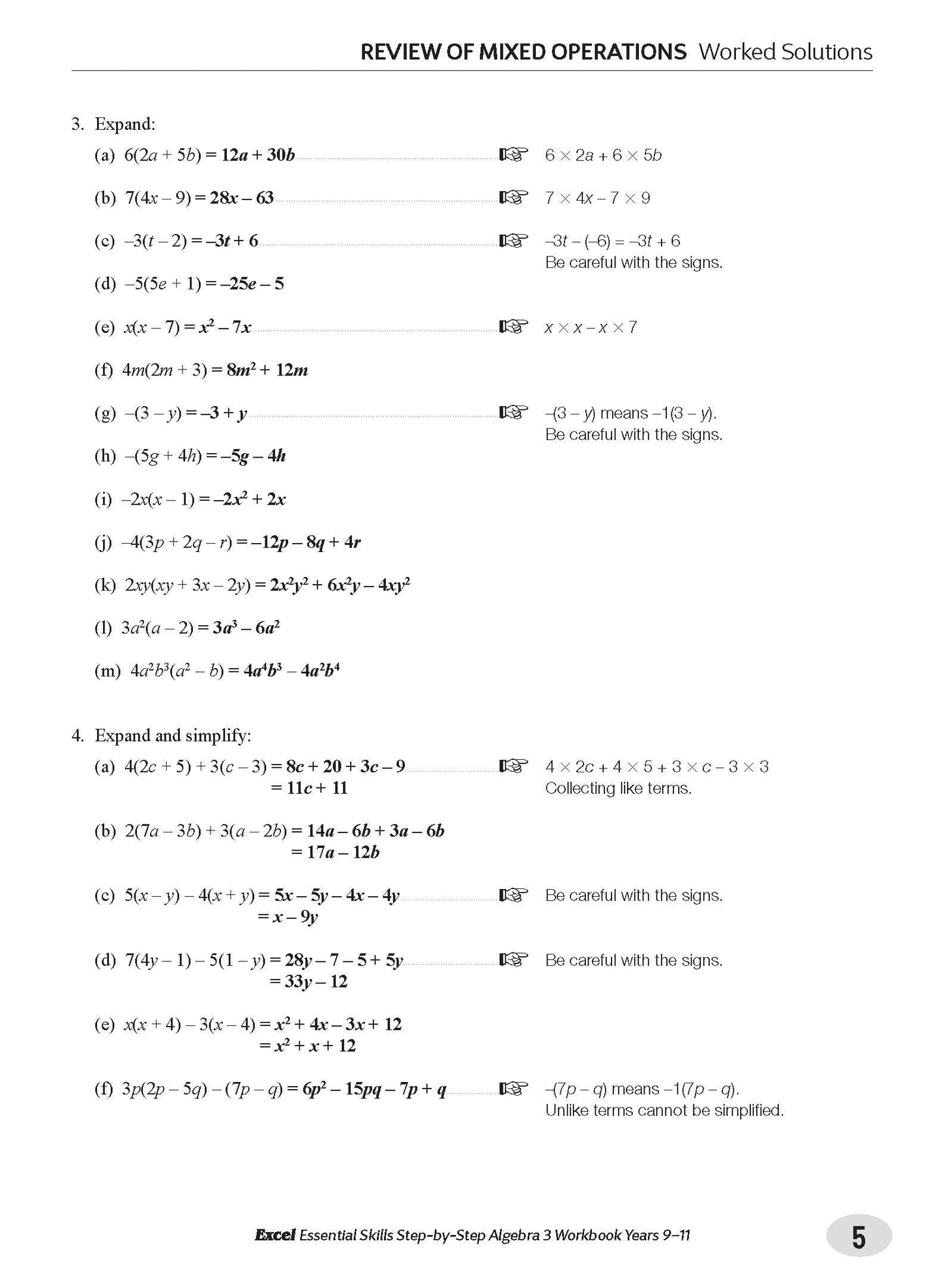 Excel Essential Skills - Step-by-Step Algebra 3 Workbook Years 9-11