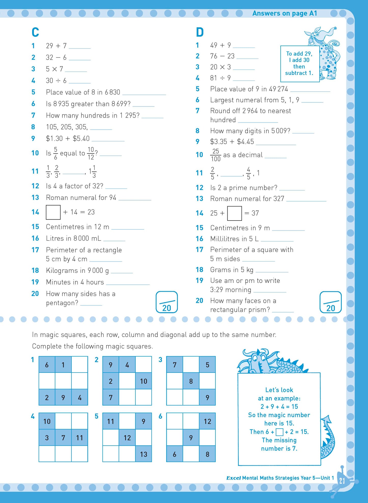 Excel Basic Skills - Mental Maths Strategies Year 5