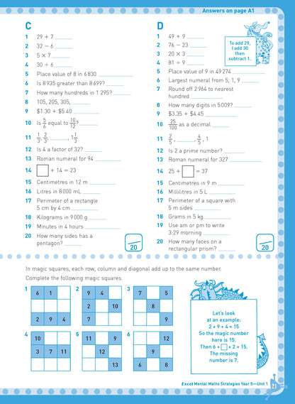 Excel Basic Skills - Mental Maths Strategies Year 5