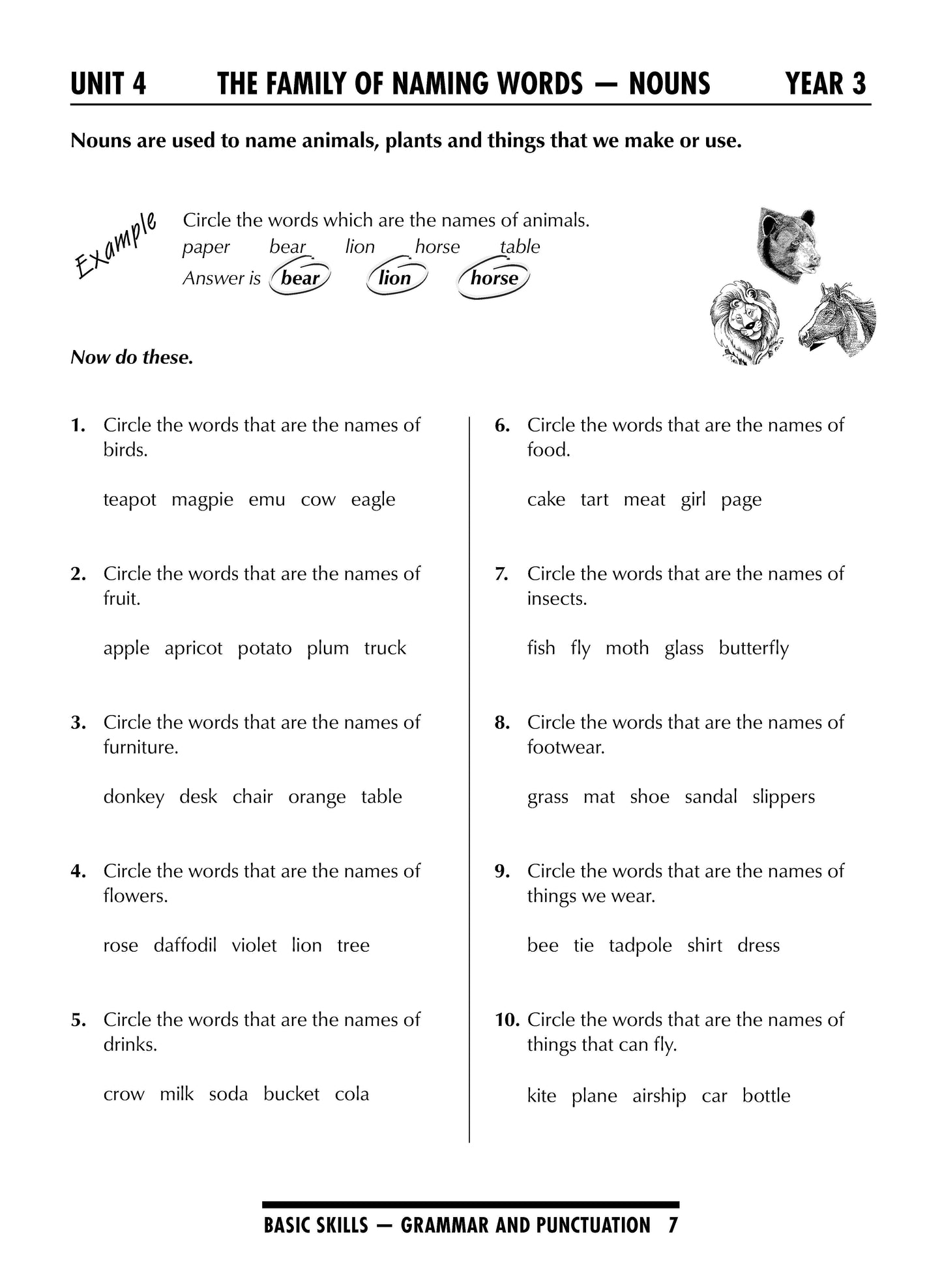 Excel Basic Skills - Grammar and Punctuation Years 3-4