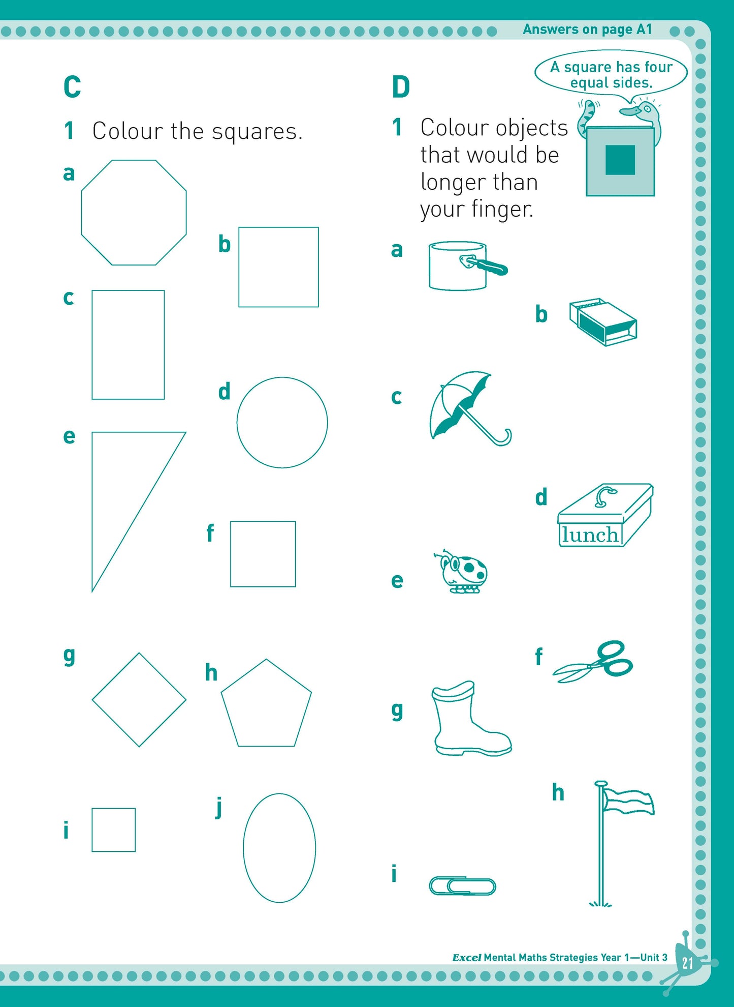 Excel Basic Skills - Mental Maths Strategies Year 1