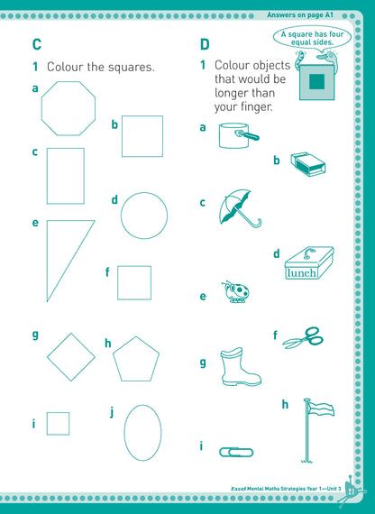 Excel Basic Skills - Mental Maths Strategies Year 1