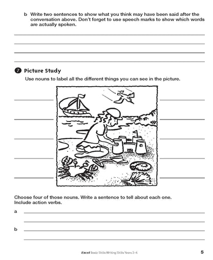 Excel Basic Skills - Writing Skills Years 3-4