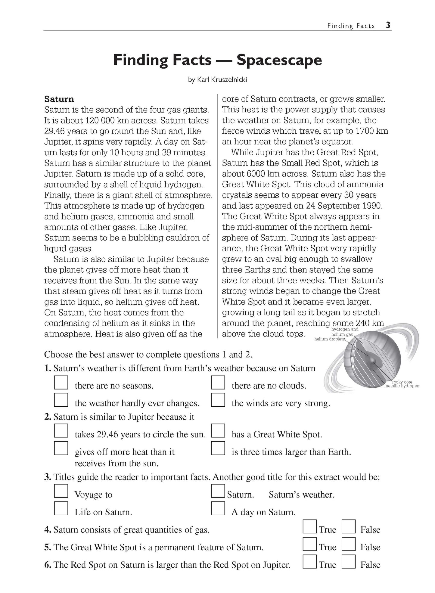 Excel Basic Skills - Comprehension and Written Expression Year 6