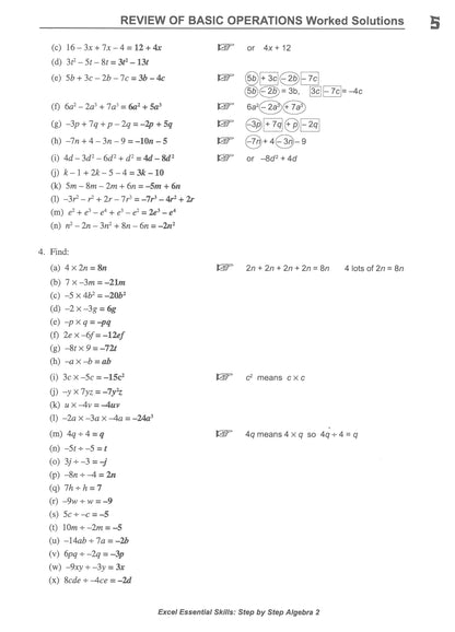 Excel Essential Skills - Step-by-Step Algebra 2 Years 8-10
