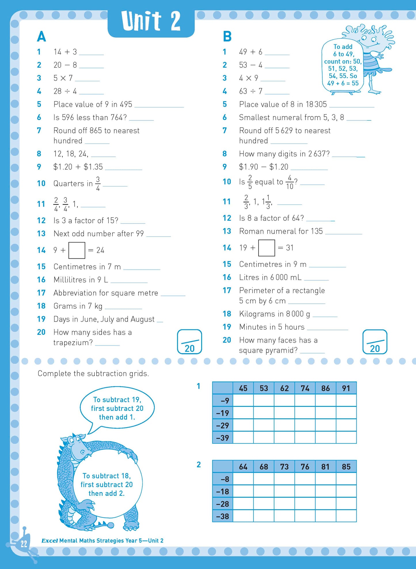 Excel Basic Skills - Mental Maths Strategies Year 5
