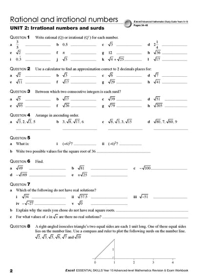 Excel Essential Skills - Advanced Mathematics Revision & Exam Workbook Year 10