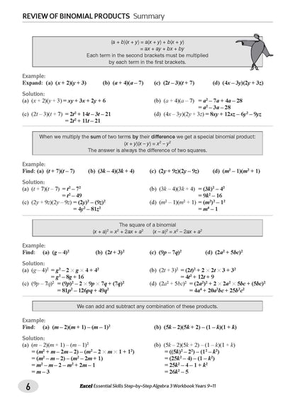 Excel Essential Skills - Step-by-Step Algebra 3 Workbook Years 9-11