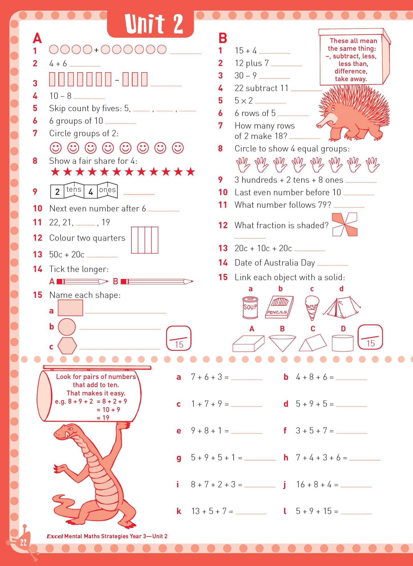 Excel Basic Skills - Mental Maths Strategies Year 3