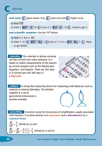 Excel Dictionaries - Junior High School Maths Study Dictionary Years 7-10