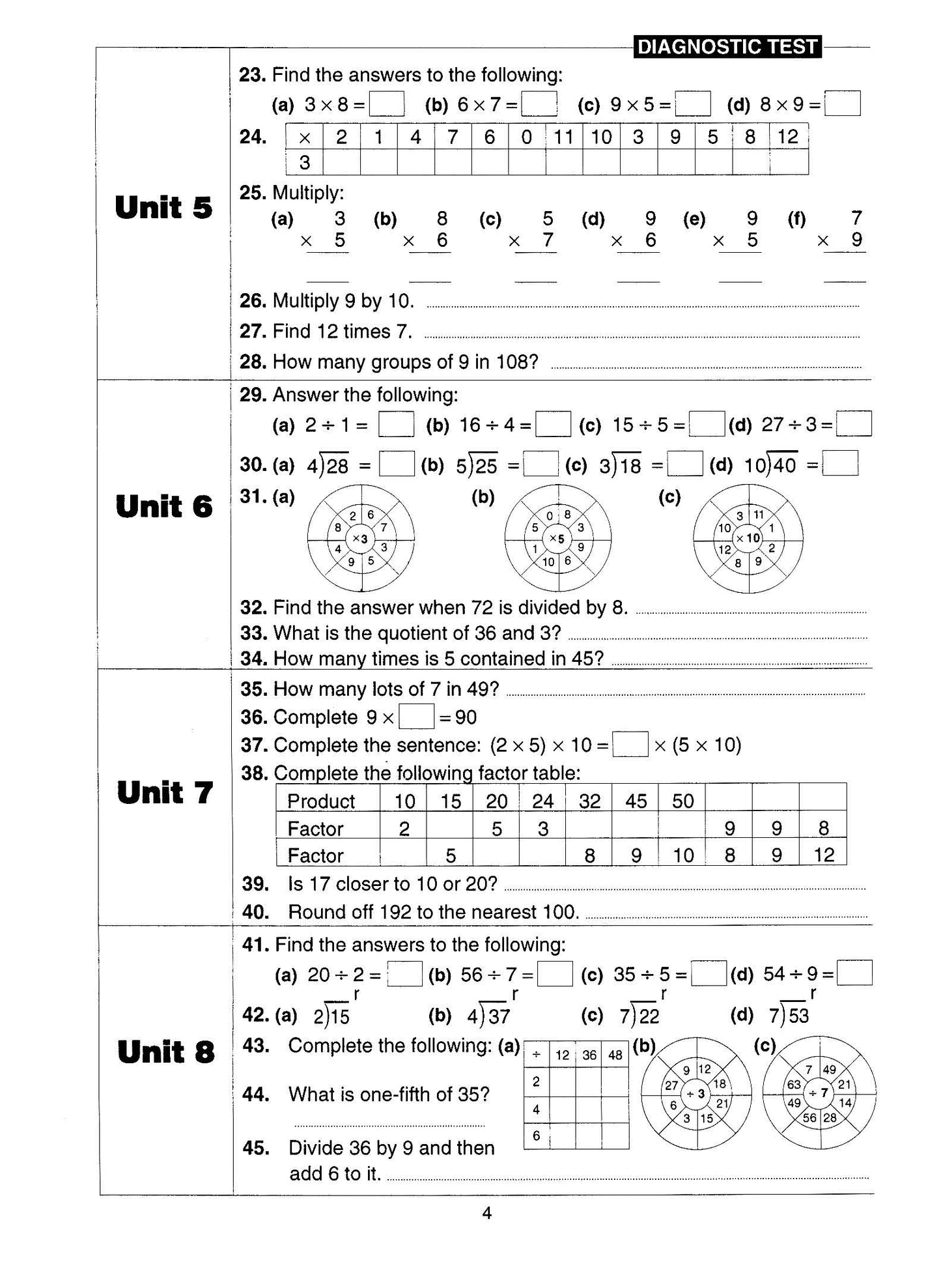 Excel Basic Skills - Multiplication and Division Years 3-4